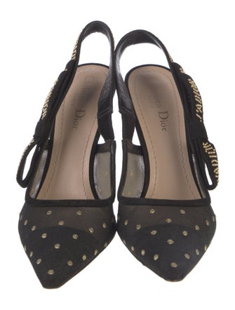 Christian Dior Mesh Bow Accents Slingback Pumps
