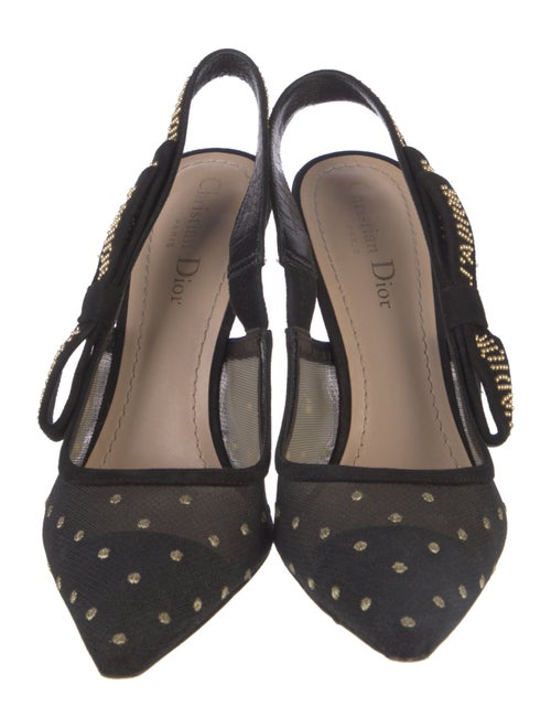 Christian Dior Mesh Bow Accents Slingback Pumps