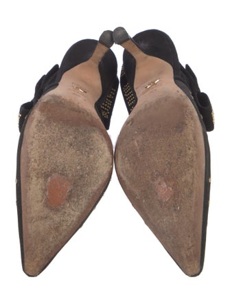 Christian Dior Mesh Bow Accents Slingback Pumps