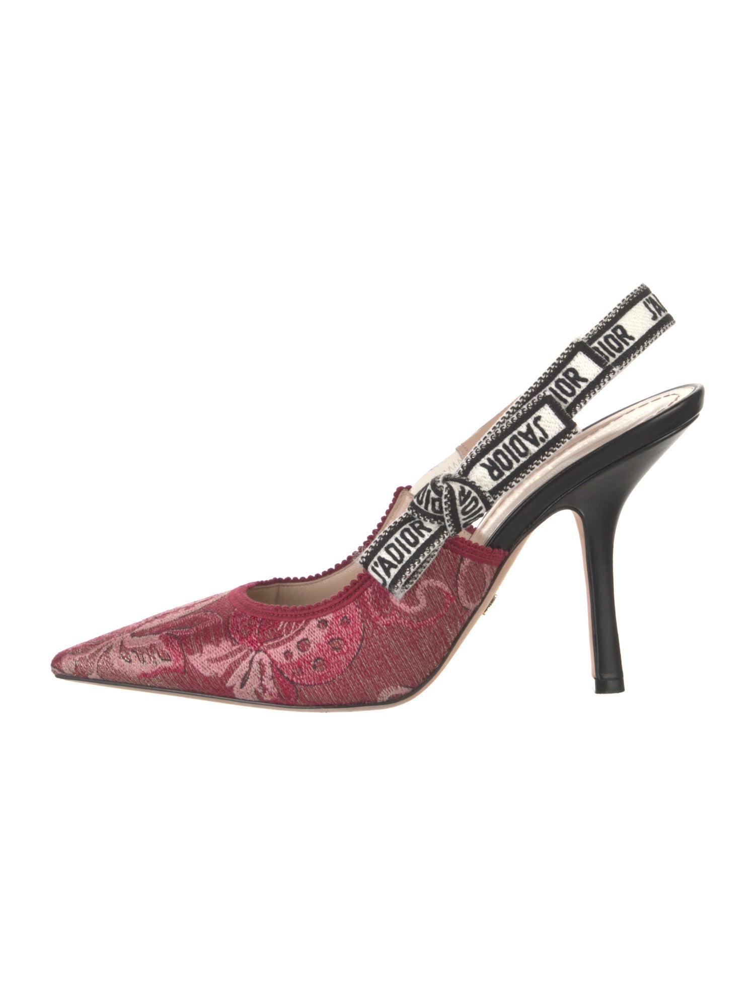Christian Dior Printed Embroidered Accent Slingback Pumps