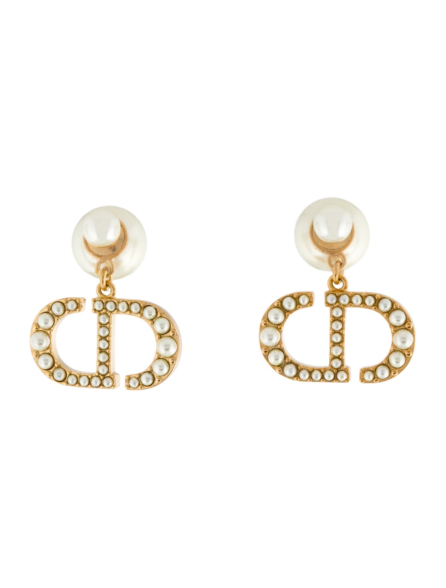 Christian Dior Faux Pearl Tribales Drop Earrings