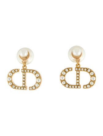 Christian Dior Faux Pearl Tribales Drop Earrings