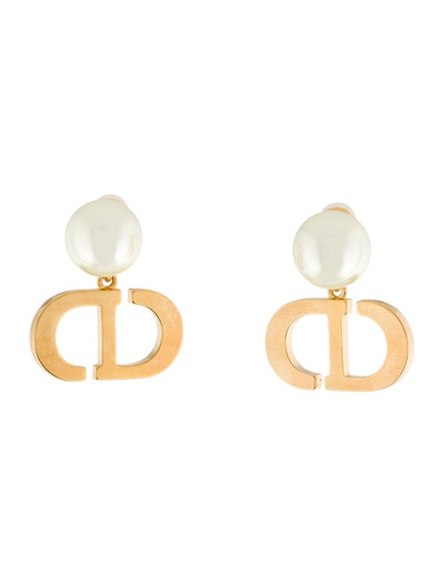 Christian Dior Faux Pearl Tribales Drop Earrings