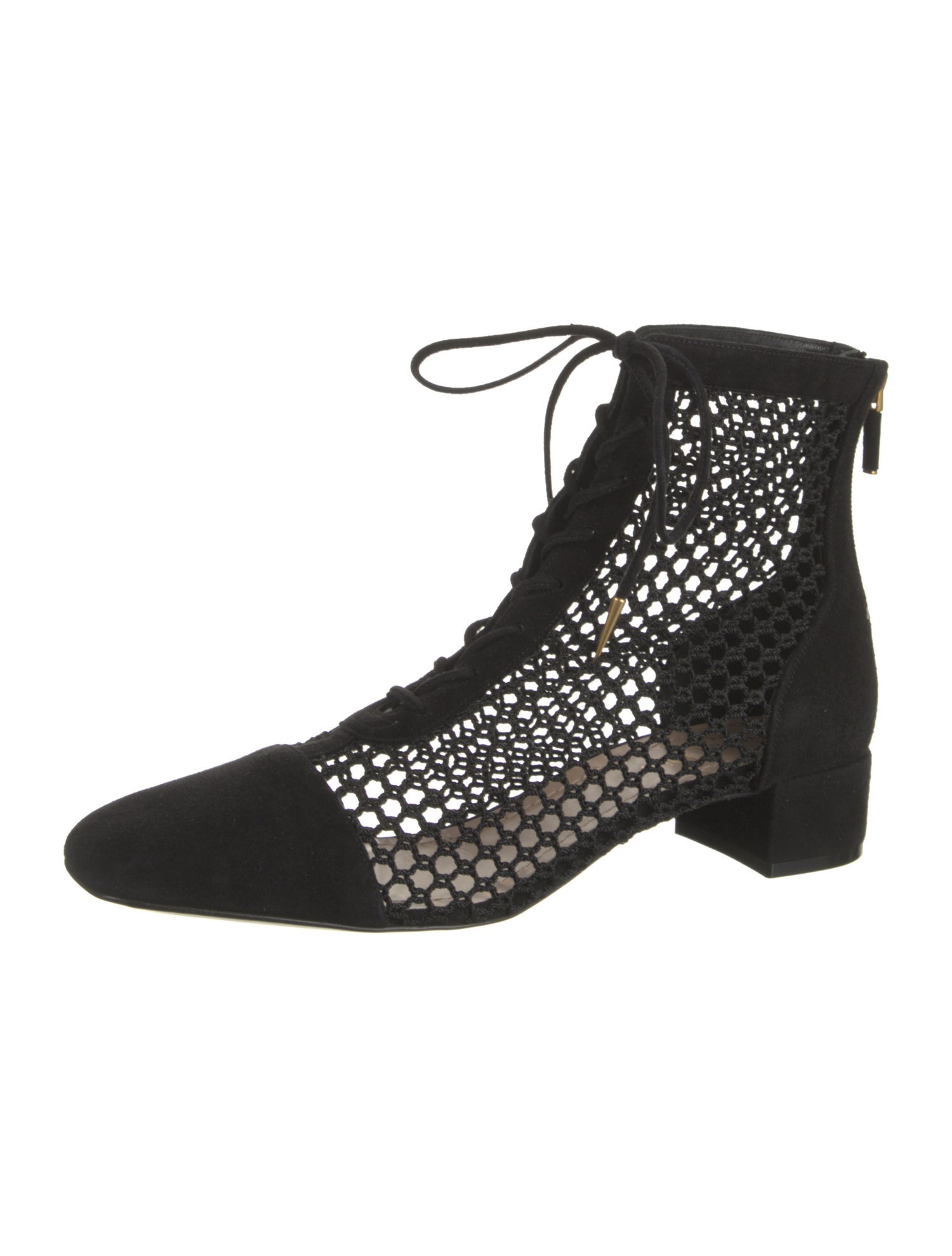 Christian Dior Suede Cutout Accent Lace-Up Boots
