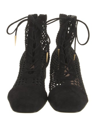 Christian Dior Suede Cutout Accent Lace-Up Boots