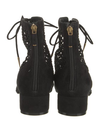 Christian Dior Suede Cutout Accent Lace-Up Boots