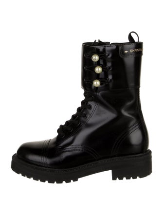 Christian Dior D-Strike Faux Pearl Accents Combat Boots