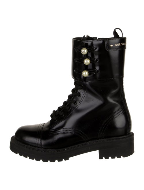 Christian Dior D-Strike Faux Pearl Accents Combat Boots
