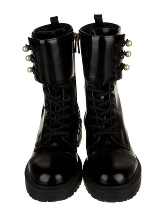 Christian Dior D-Strike Faux Pearl Accents Combat Boots