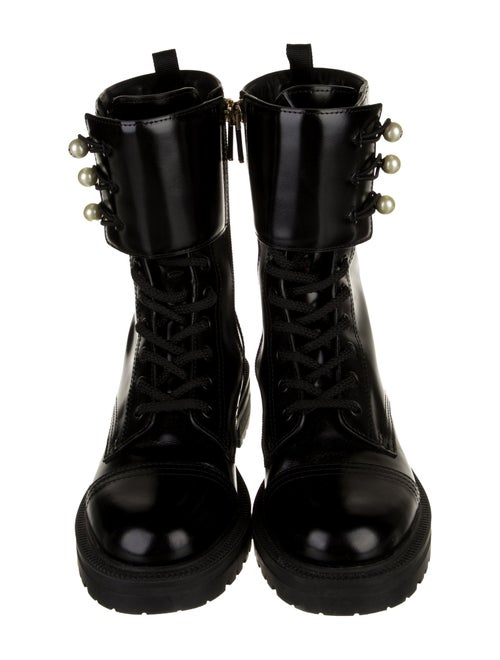Christian Dior D-Strike Faux Pearl Accents Combat Boots