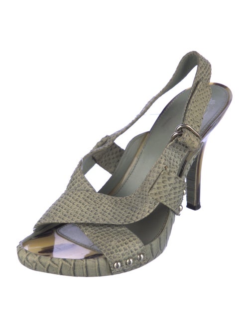 Christian Dior Snakeskin Studded Accents Slingback Sandals