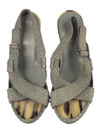 Christian Dior Snakeskin Studded Accents Slingback Sandals