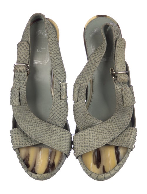 Christian Dior Snakeskin Studded Accents Slingback Sandals