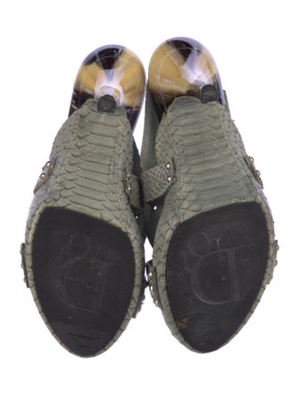 Christian Dior Snakeskin Studded Accents Slingback Sandals