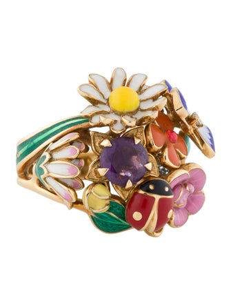 Christian Dior 18K Amethyst & Diamond Diorette Cocktail Ring
