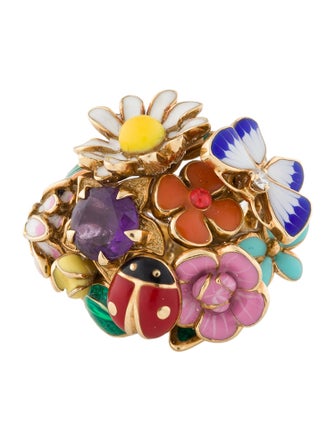 Christian Dior 18K Amethyst & Diamond Diorette Cocktail Ring