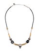 Christian Dior Cord & Wood Skull & Dice Collar Necklace