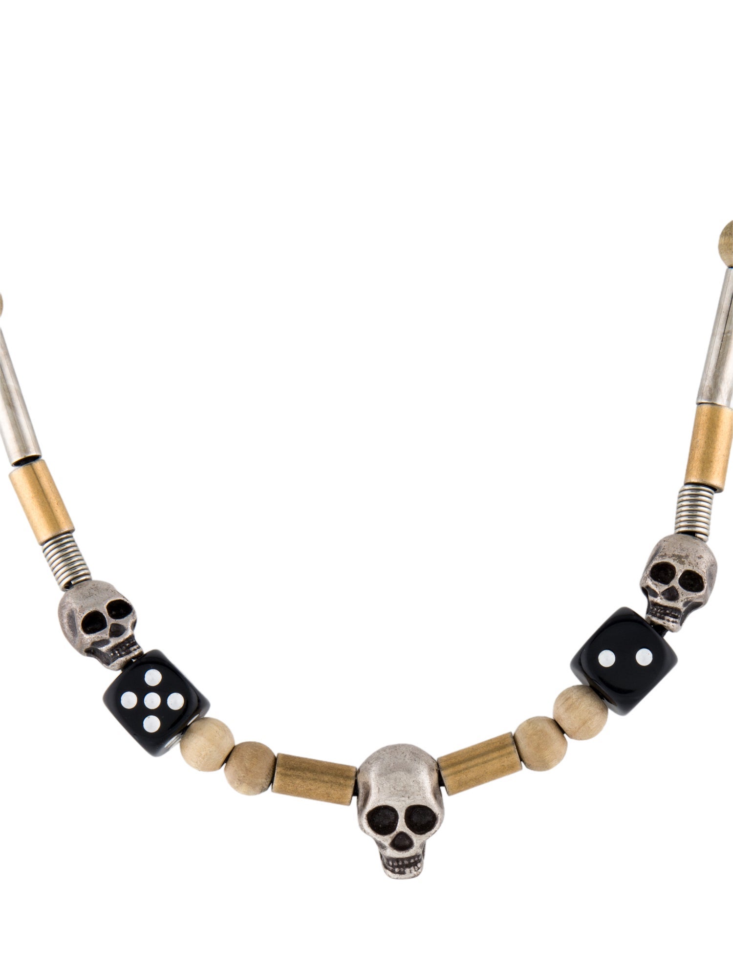 Christian Dior Cord & Wood Skull & Dice Collar Necklace
