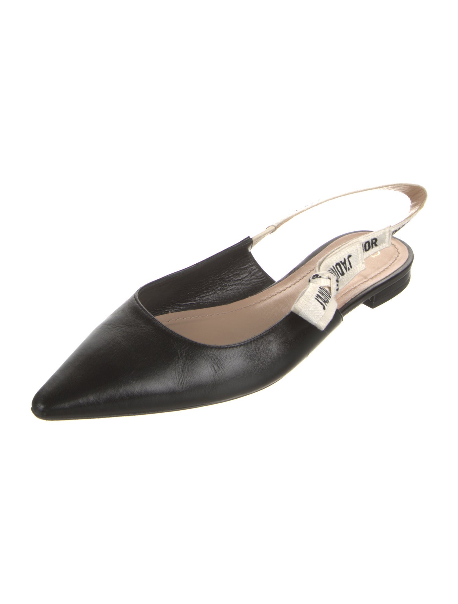 Christian Dior Leather Bow Accents Slingback Flats