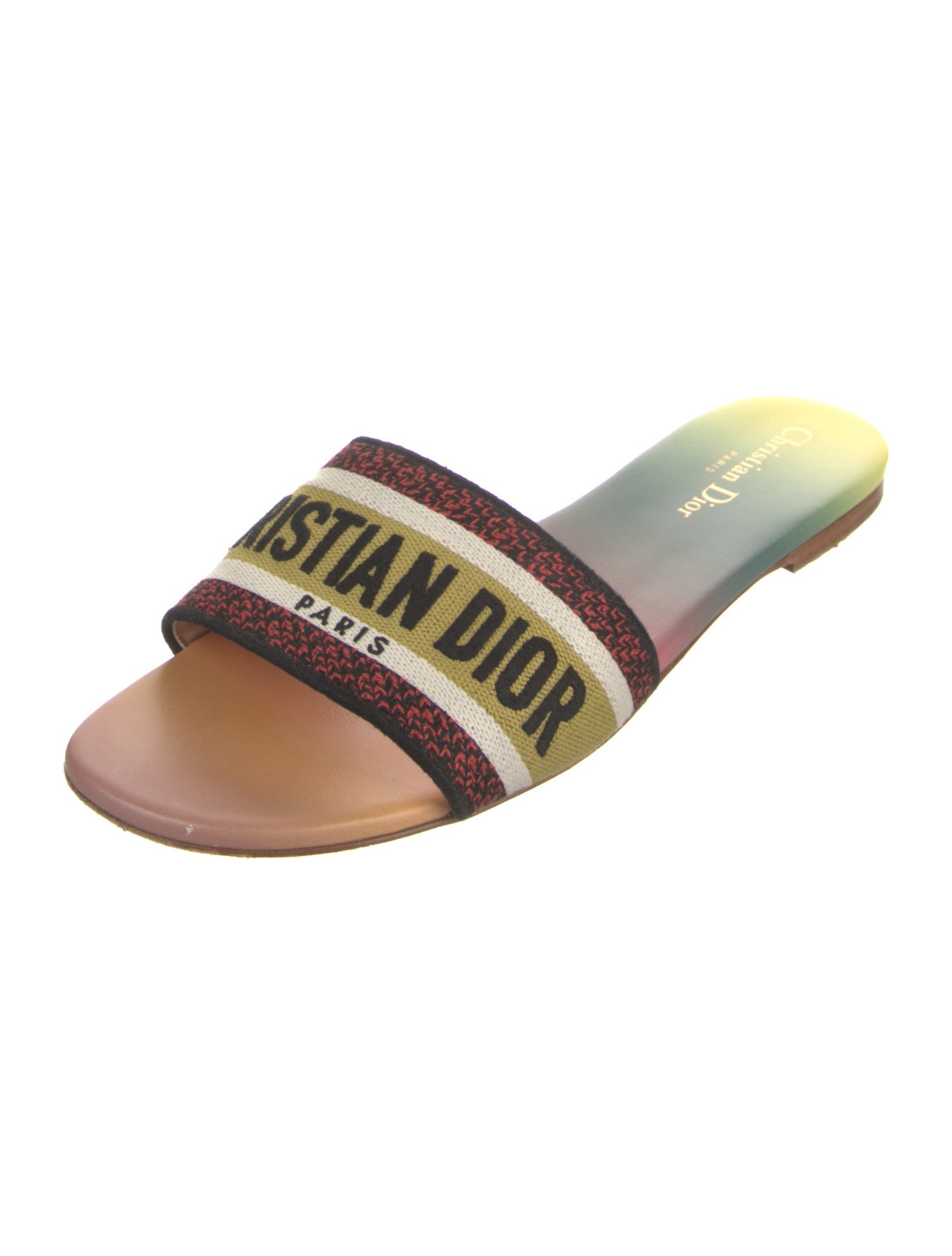 Christian Dior Printed Embroidered Accent Slides