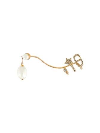 Christian Dior CD Faux Pearl & Crystal Single Ear Cuff