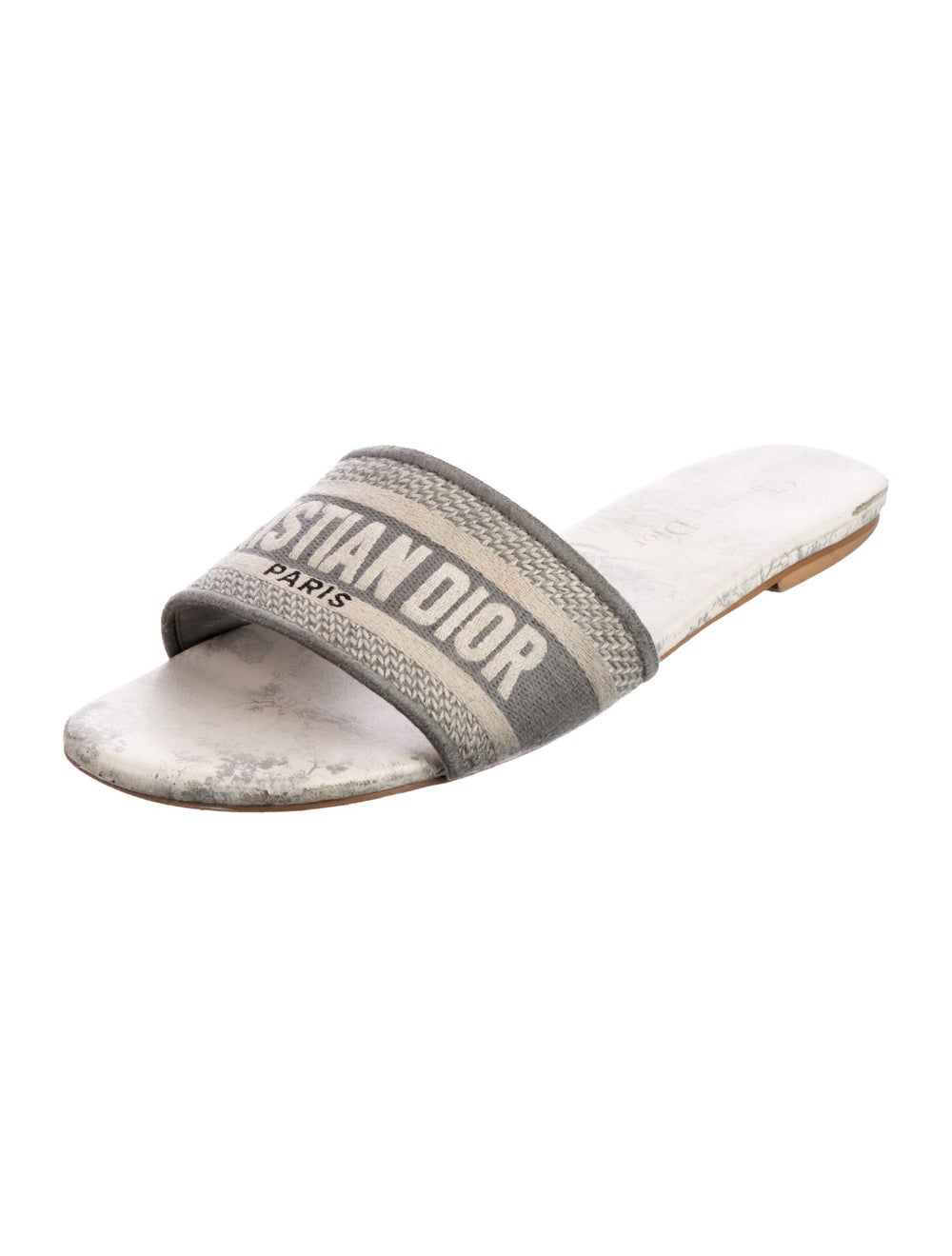 Christian Dior Canvas Slides Grey Printed Embroid… - image 2