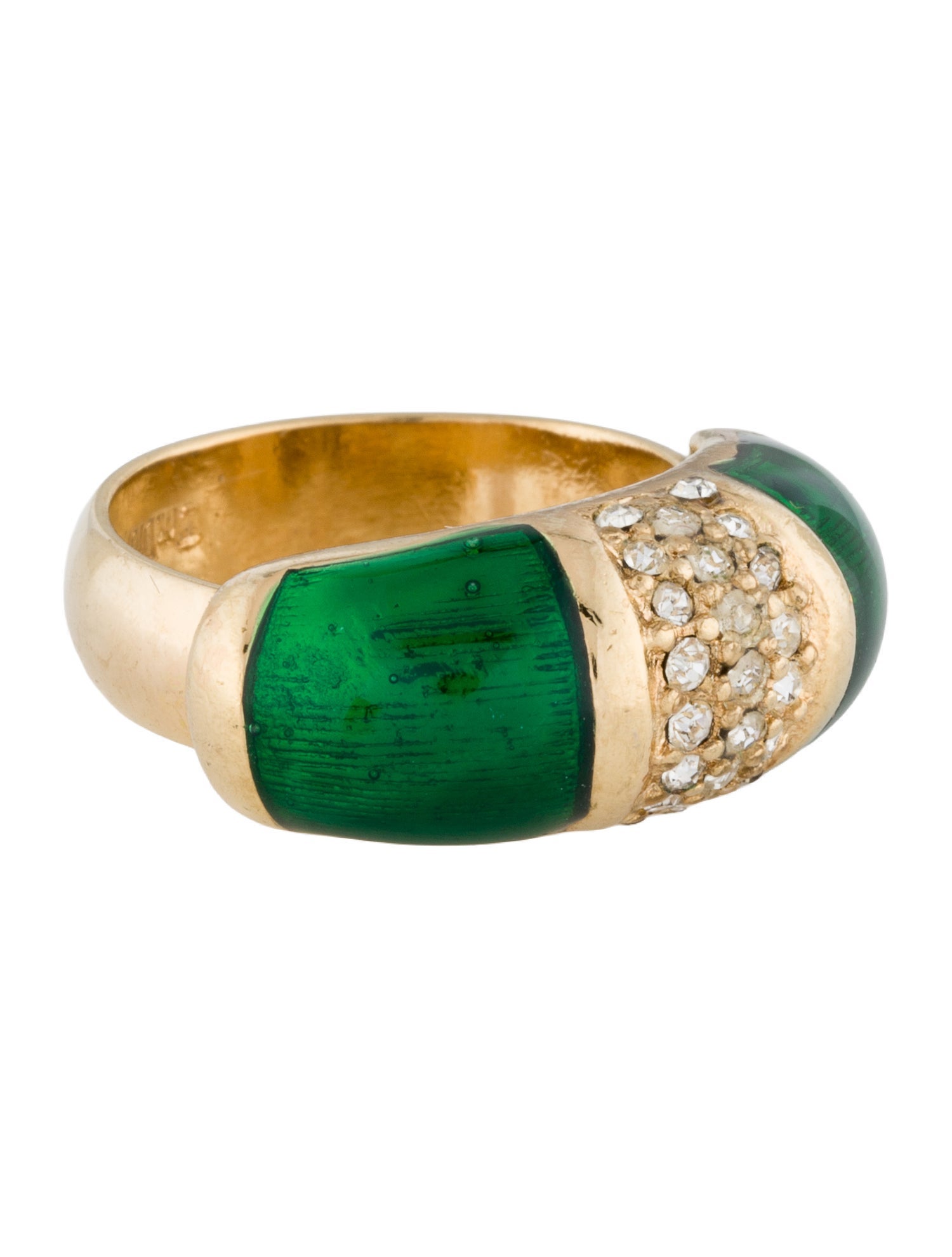 Christian Dior Vintage Crystal & Enamel Cocktail Ring