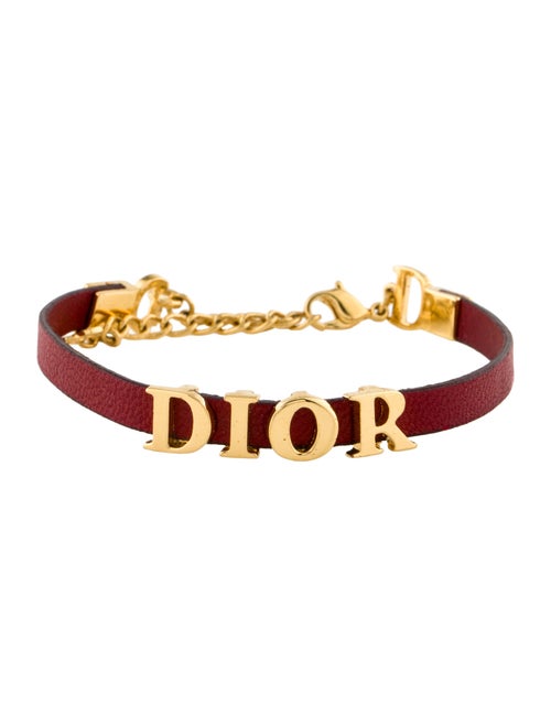 Christian Dior Leather Logo Wrap Bracelet