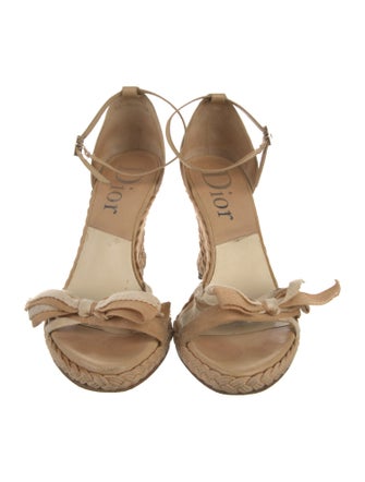 Christian Dior Leather Bow Accents Espadrilles