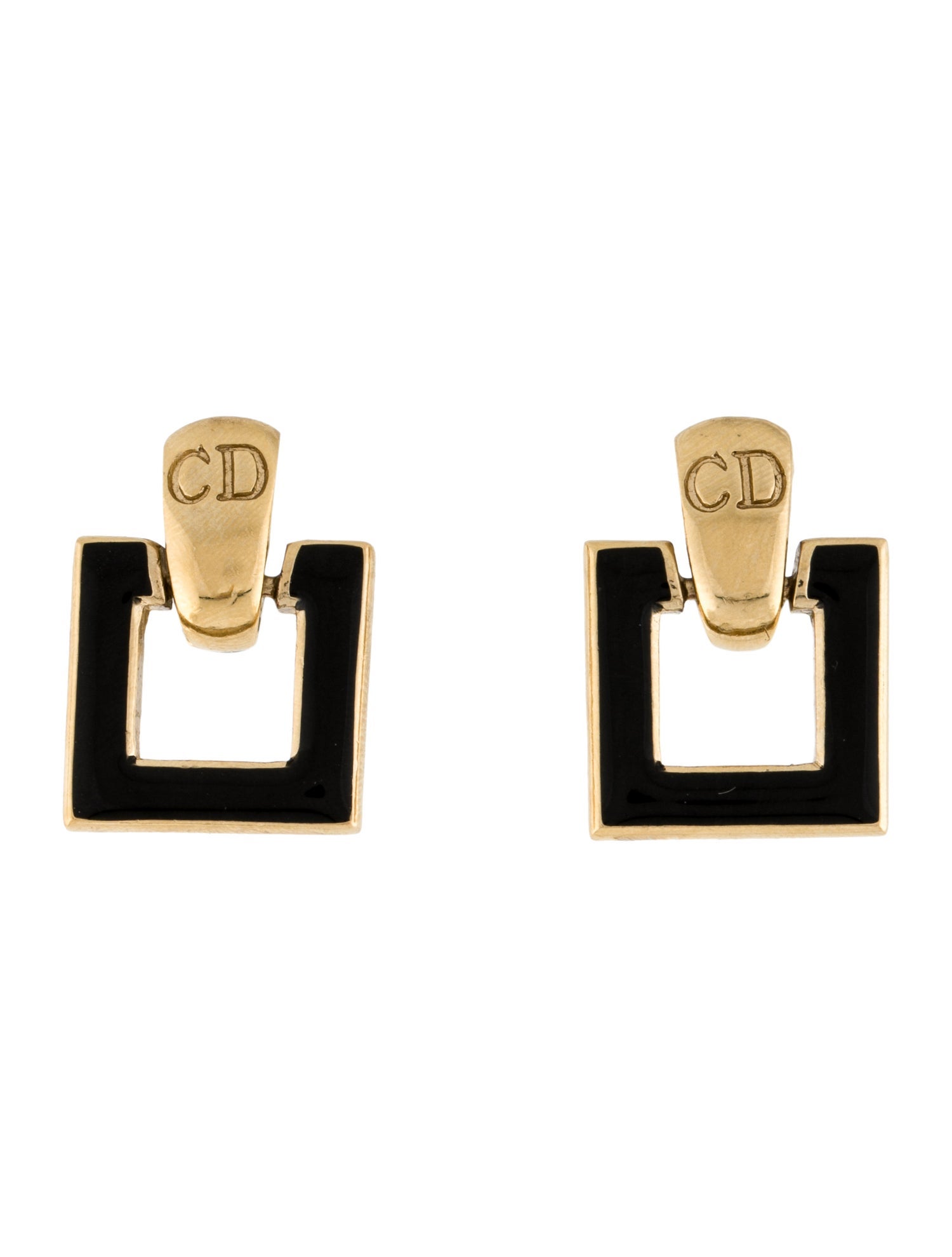 Christian Dior Vintage Enamel Clip-On Drop Earrings