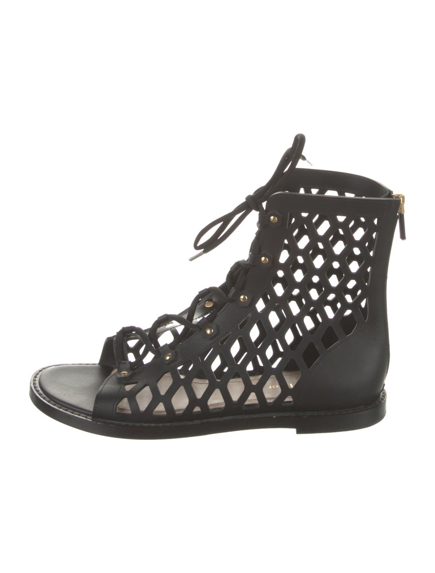 Christian Dior Leather Lasercut Accents Gladiator Sandals