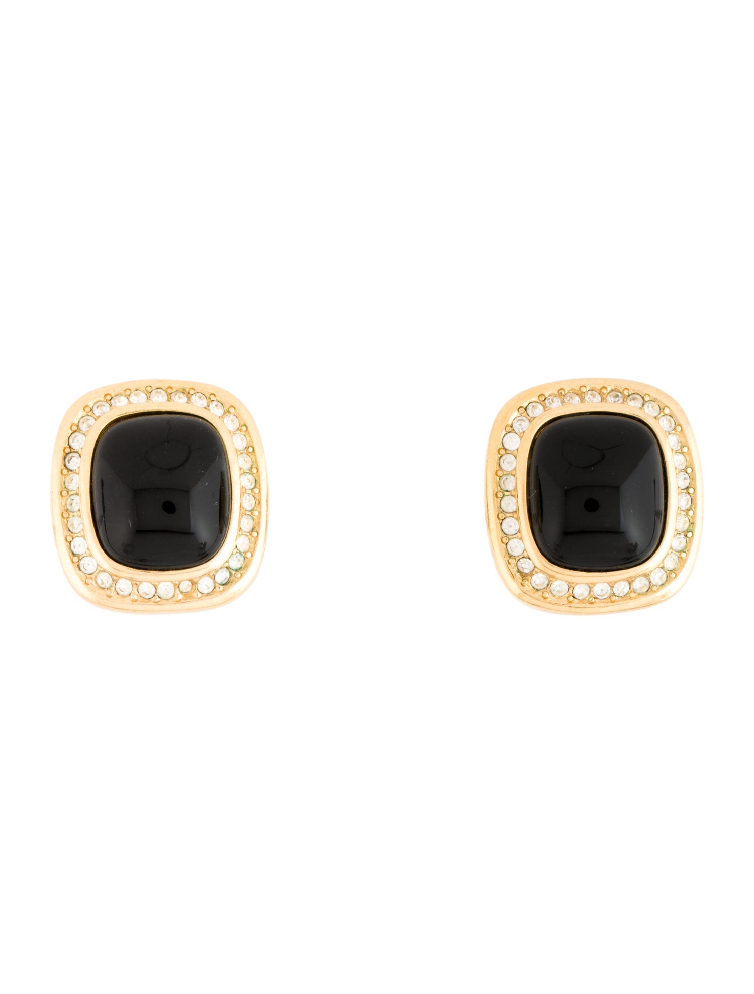 Christian Dior Vintage Crystal & Resin Clip-On Earrings
