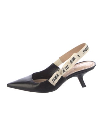 Christian Dior Leather Bow Accents Slingback Pumps