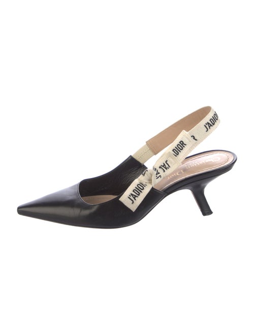 Christian Dior Leather Bow Accents Slingback Pumps