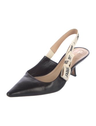 Christian Dior Leather Bow Accents Slingback Pumps
