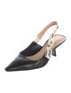 Christian Dior Leather Bow Accents Slingback Pumps