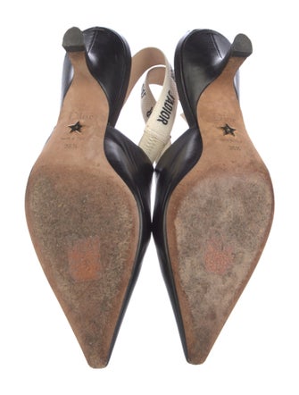Christian Dior Leather Bow Accents Slingback Pumps