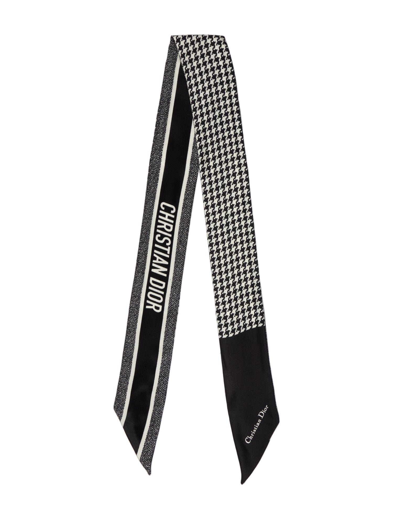 Christian Dior Silk Houndstooth Print Scarf