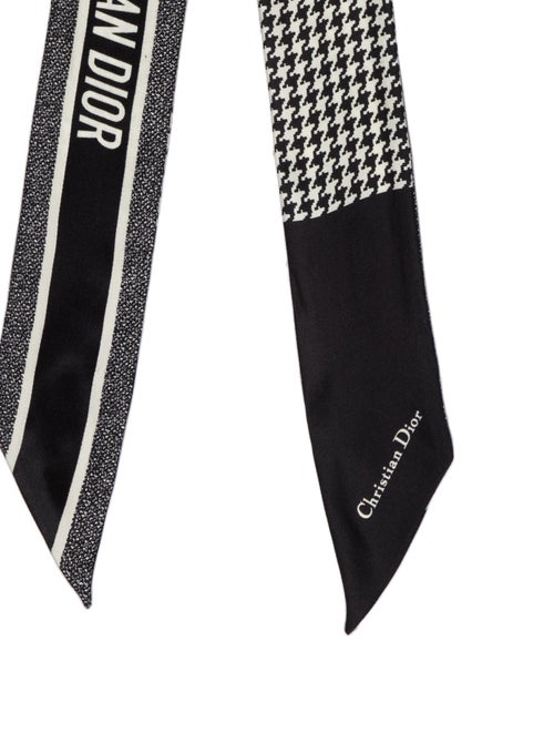 Christian Dior Silk Houndstooth Print Scarf