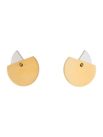 Christian Dior Two-Tone Half Moon Stud Earrings