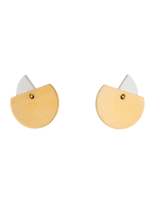 Christian Dior Two-Tone Half Moon Stud Earrings