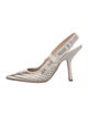 Christian Dior Printed Bow Accents Slingback Pumps