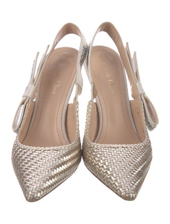 Christian Dior Printed Bow Accents Slingback Pumps