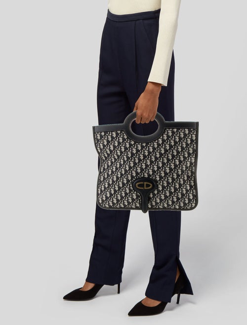 Christian Dior Oblique Jacquard Top Handle Bag