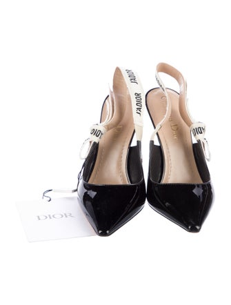 Christian Dior Patent Leather Printed Slingback Pumps