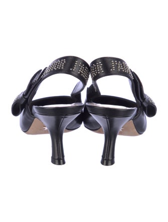 Christian Dior Leather Bow Accents Slingback Pumps