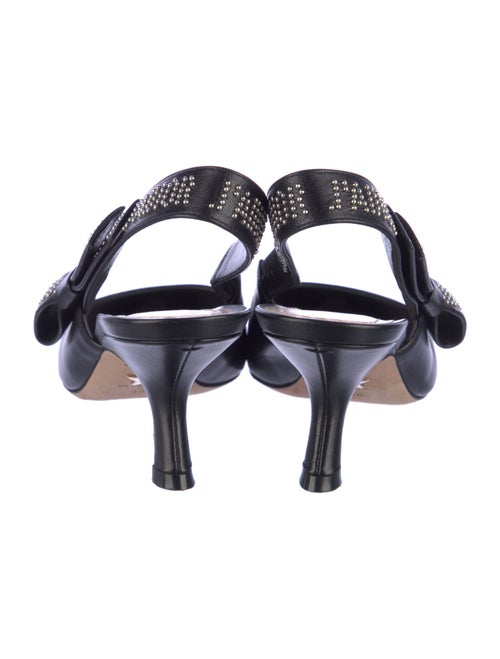 Christian Dior Leather Bow Accents Slingback Pumps