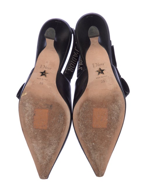 Christian Dior Leather Bow Accents Slingback Pumps