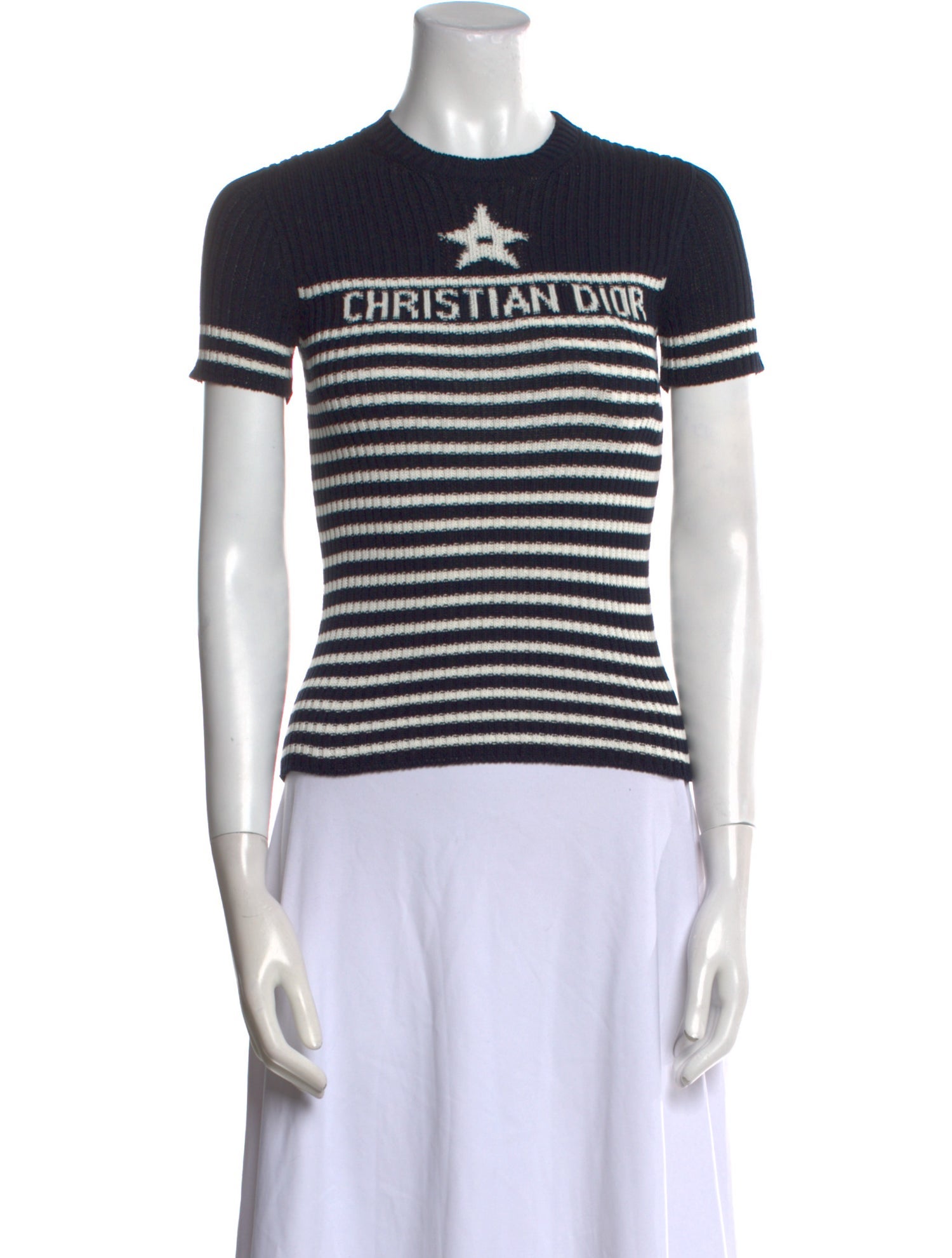 Christian Dior Striped Crew Neck T-Shirt