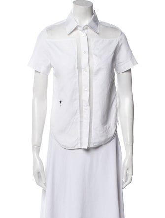 Christian Dior Silk Short Sleeve Button-Up Top